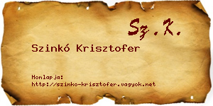 Szinkó Krisztofer névjegykártya